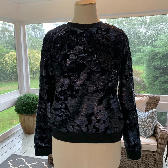Holiday Ready! Black Velvet & Sequin Sweater - Picture 1 of 5